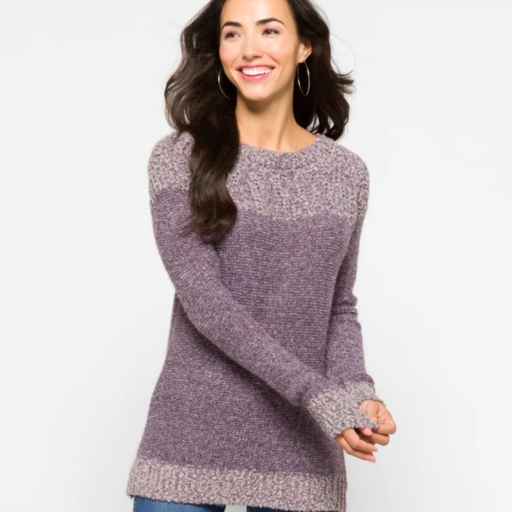 Fate Clairina Textured Sweater women’s size Small s purple colorblock cozy
